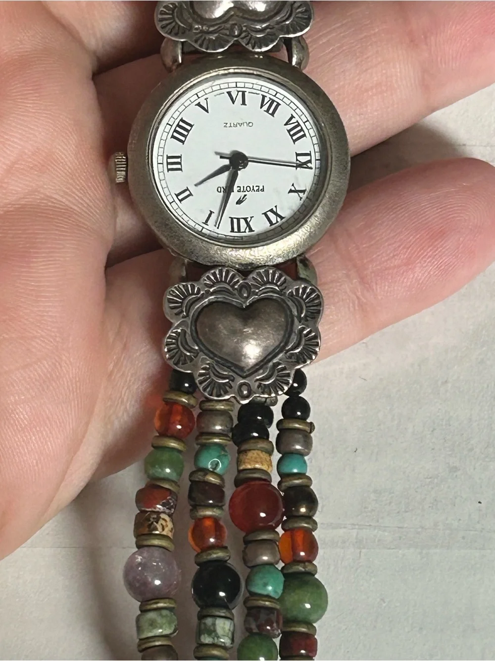 Peyote Bird Sterling and gemstone beaded watch